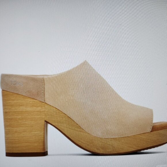 Toms Shoes - TOMS "Florence" Honey Beige" Suede Block heeled mules. NIB. Size: various